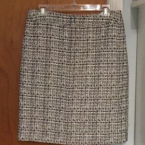 Cream and Brown Knee-Length Pencil Skirt